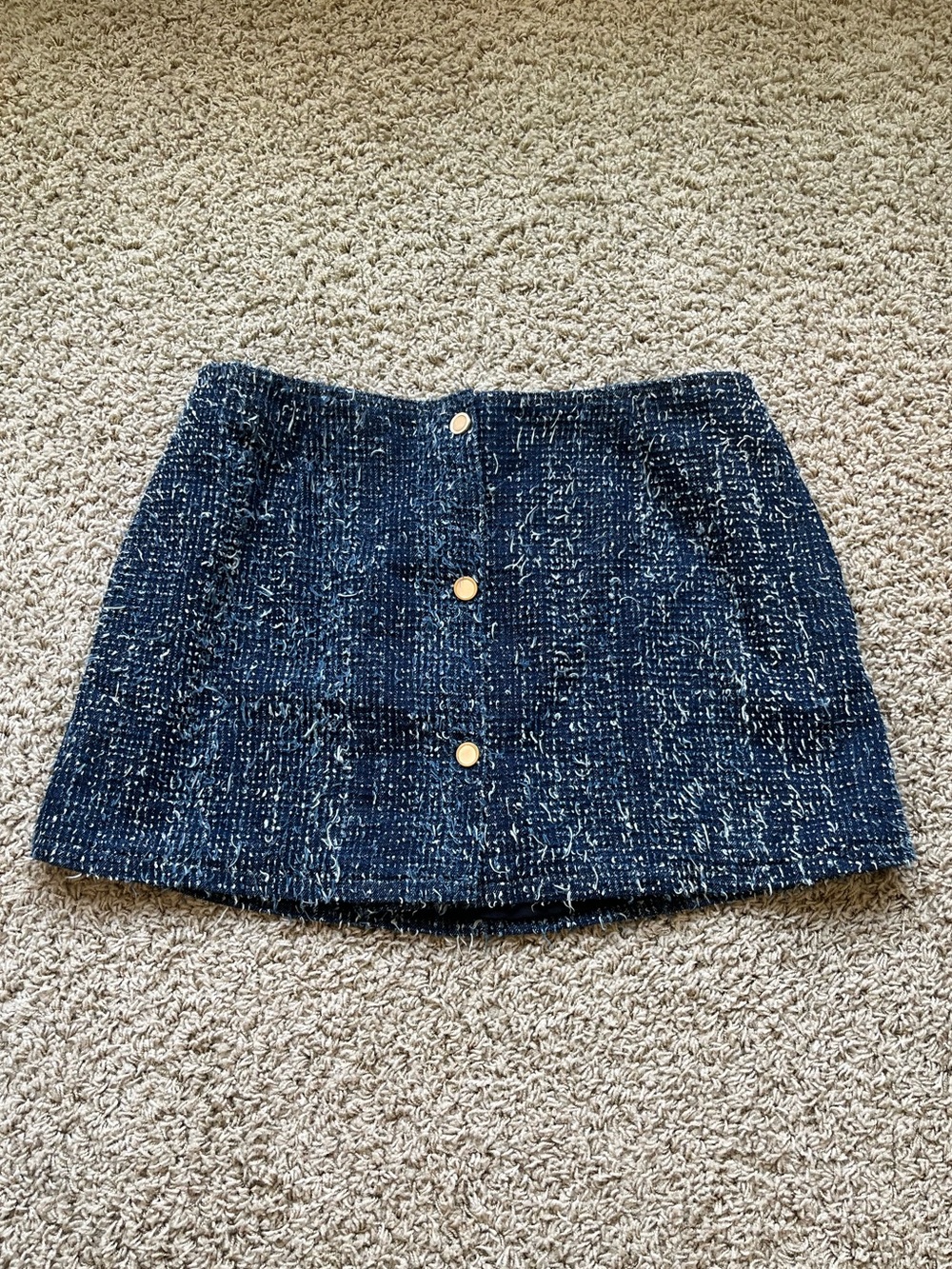 Frame faux-tweed denim miniskirt